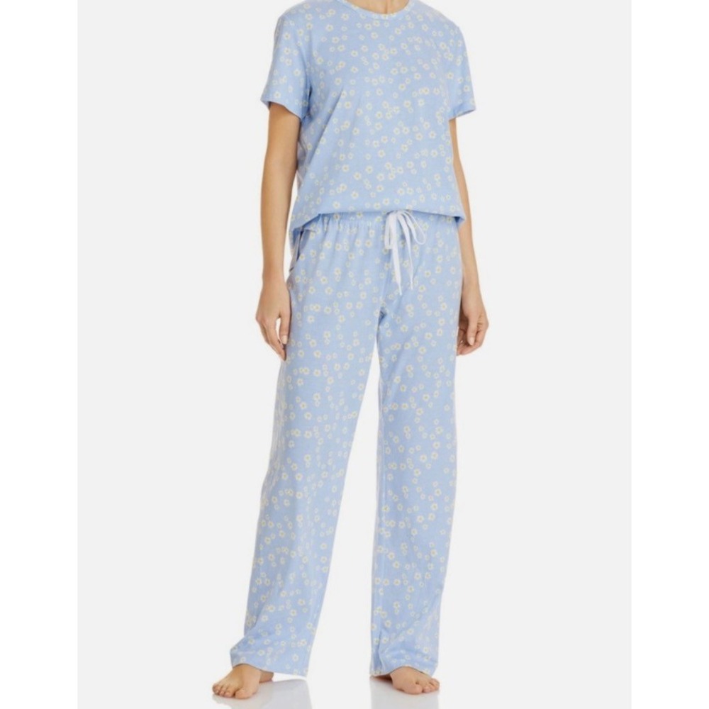 Aqua Lounge Womens Daisy Floral Pajama Set Light Blue XS RX8TPST Bloomingdales